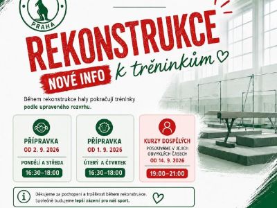 Aktuální informace k prvním tréninkům!